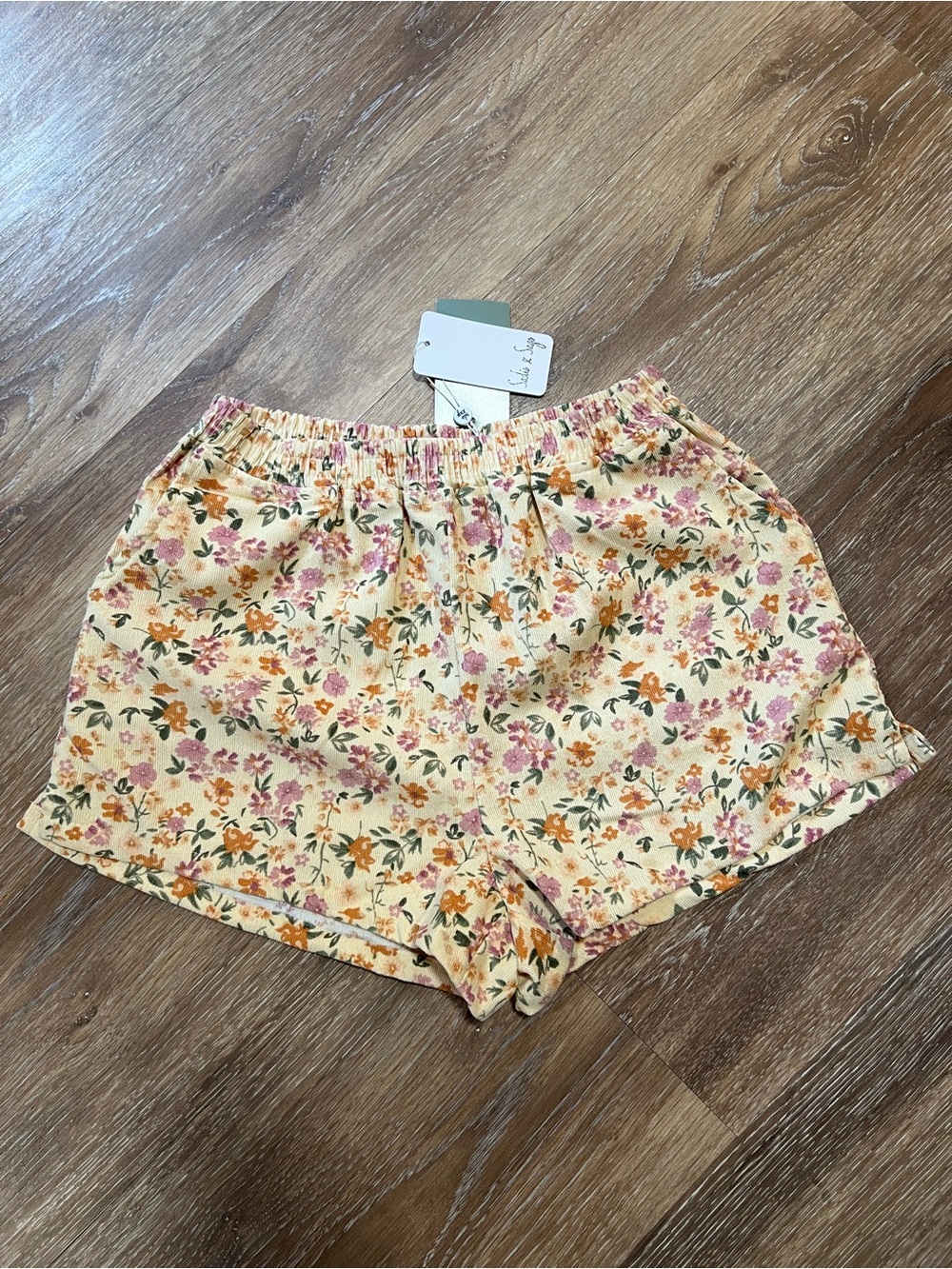 Sadie & Sage Floral Baby Corduroy Shorts